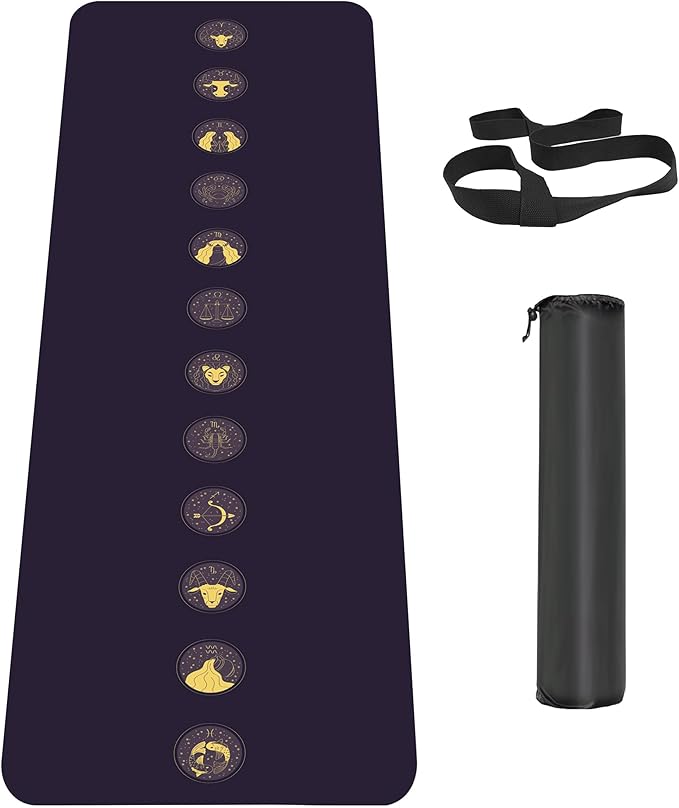 Non Slip Yoga Mat TPE Workout Mat for Men Women, Thick Workout Mat with Carrying Strap, Fitness Mats for Exercise, Yoga, Fitness, Pilates, Floor Workouts (72" x 24" x 6mm) - Bloomnest