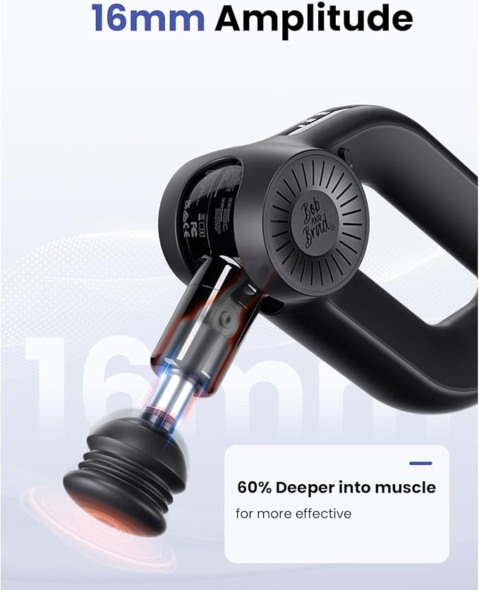 BOB AND BRAD D6 Pro Massage Gun Deep Tissue Percussion with 16mm Amplitude, Professional Muscle Massager for Athletes Pain Relief, Quiet Electric Back Massager, Gifts for Him - Bloomnest