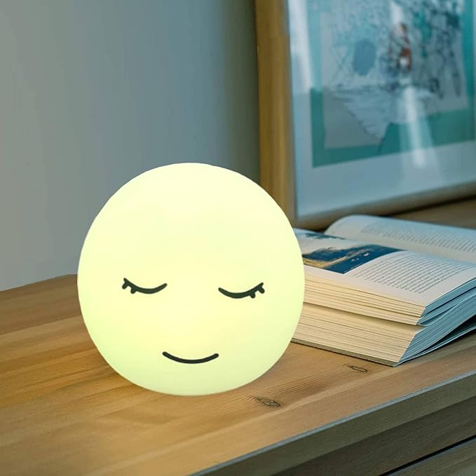 Breathing lamp Guided Visual Meditation Tool for Mindfulness, Slow Your Breathing & Calm Your Mind for Stress & Anxiety Relief, 3 Color and 478 Seconds Breathing Mode Silicone Cute Smiley face lamp YeeBeny