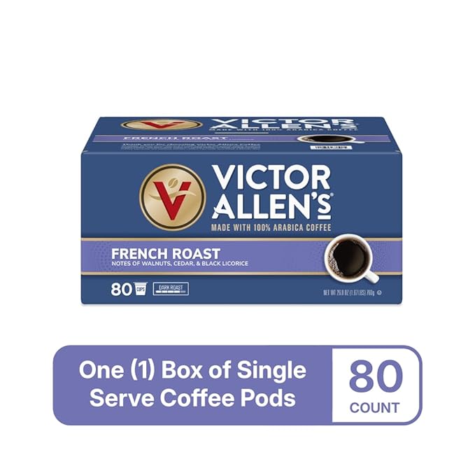 Victor Allen's Coffee French Roast, Dark Roast, 80 Count, Single Serve Coffee Pods for Keurig K-Cup Brewers - Bloomnest