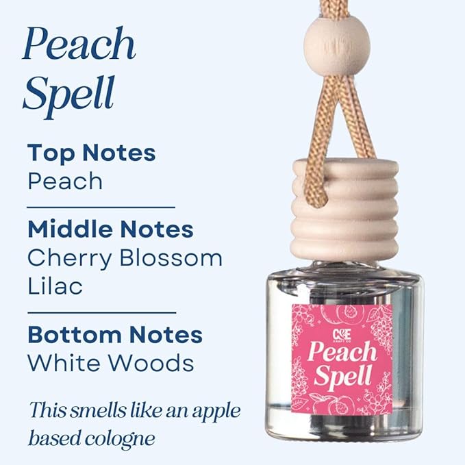 CANDECraftCo Car Air Hanging Fragrance Oil, Car Auto Freshener for Essential Oils, Scents Fragrance Aromatherapy Automobile Diffuser, Long Lasting (Peach Spell) - Bloomnest
