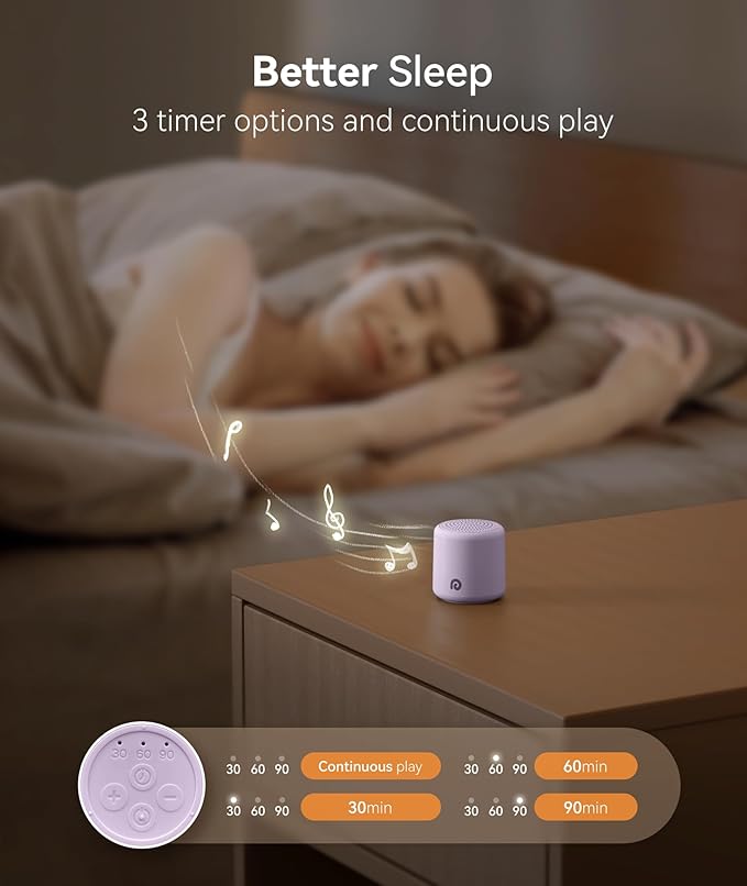Dreamegg Portable White Noise Machine - Travel Sound Machine for Sleep, Features Powerful Battery, Egg-Sized, 16 Nature Sounds, Timer, Sound Machine for Baby Adults Office Privacy Home Gift (Purple)
