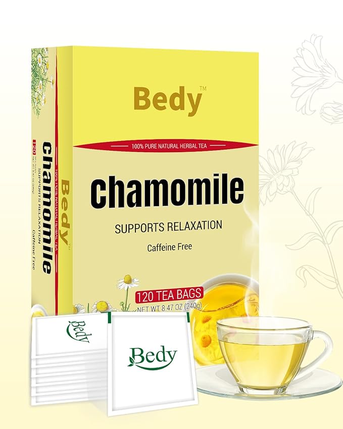 Bedy Chamomile Tea Relaxing & Calming, 120 Teabags Individually Wrapped Herbal Tea, Non-GMO, Caffeine Free - Bloomnest