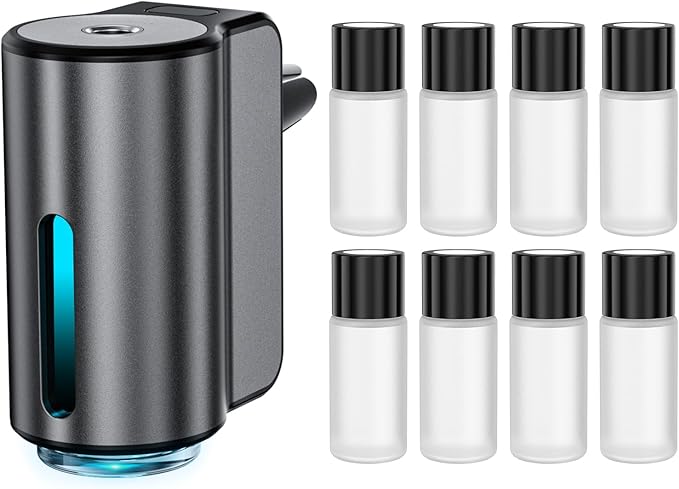 Smart Car Air Freshener, Car Air Freshener Diffuser, Car Diffuser Air Freshener with Three Adjustable Modes, Aromatizante para Carro, Car Diffuser with 8pcs Essential Oil(Black) - Bloomnest