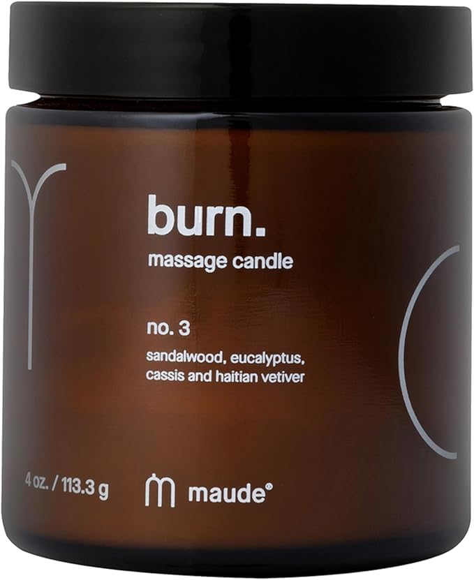 Maude Burn No. 3 - Jojoba Oil Massage Candle with Hydrating, Skin-Softening Soybean Oil - Massage Oil Candle with Notes of Eucalyptus + Sandalwood - Home + Self Care Gifts for Women & Men (4 oz) - Bloomnest