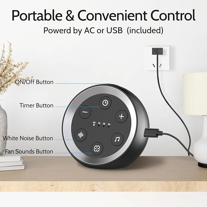 White Noise Machine Calming Sleep Sound Machine with 32 Soothing Sounds Loud Pink Brown Noise Machine for Baby Kid Adults Noise Cancelling Machine with 36 Volume Levels 4 Timer for Office Privacy - Bloomnest