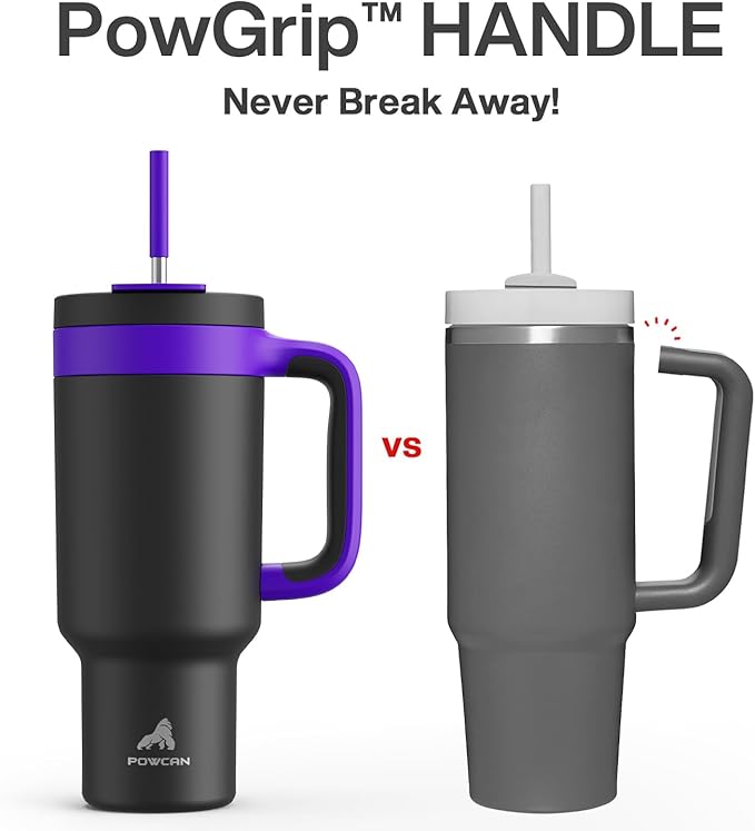 40 oz Tumbler with Handle, 2-in-1 Straw and Sip Lid, Leakproof, Dishwasher Safe, Insulated Stainless Steel Travel Coffee Mug, Keeps Cold for 34 Hours, Fits in Car Cup Holder (Iris) - Bloomnest