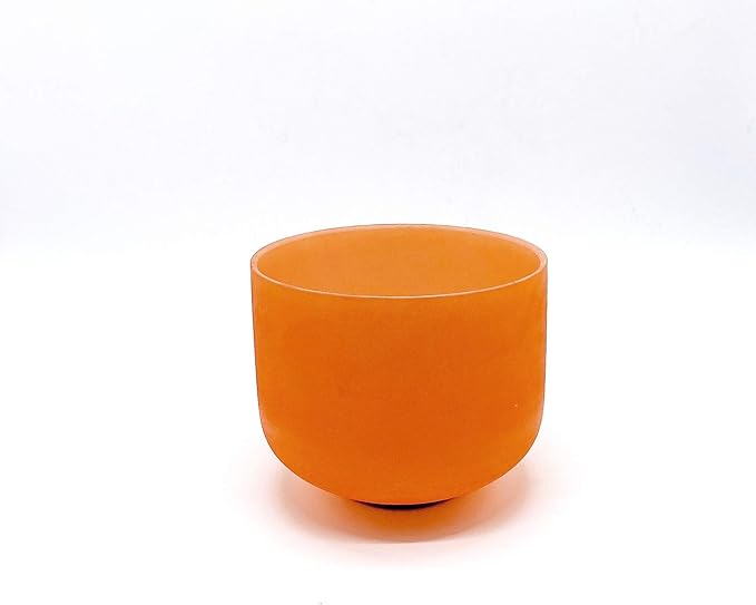 TAIFENG D Note Sacral Chakra Orange Colored Quartz Frosted Crystal Singing Bowl 8 inch - Bloomnest
