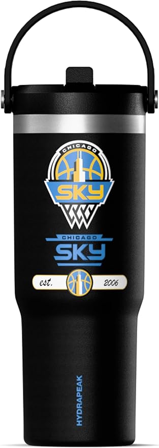 Hydrapeak x WNBA Officially Licensed Chicago Sky 32 oz Nomad Tumbler with Handle and Straw Lid, Leakproof Stainless Steel Water Bottle - Bloomnest