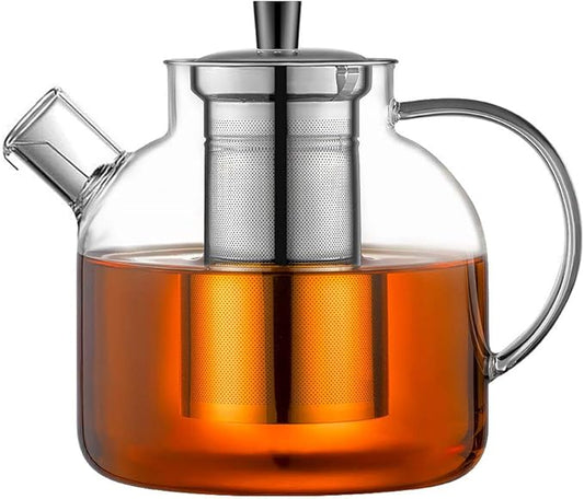 1500ml(50oz) Glass Teapot with Removable Infuser, Ehugos Stovetop Safe Large Tea Pot, Blooming and Loose Leaf Hand Crafted Kettle for Women and Adult with Stainless Infuser - Bloomnest