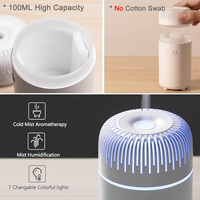 Car Diffuser Humidifier USB Aromatherapy Essential Oil Air Freshener USB Cool Mist Mini Portable Diffuser for Car Home Office Bedroom (Pink) - Bloomnest