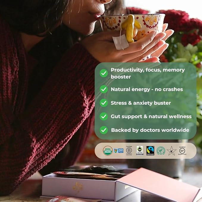 Tea Sampler Gift Set - Self Care Pack - 18 Assorted Organic Tea Bags - Supports Energy, Mood, Restful Sleep and Overall Wellness - Chamomile, Black, Chai, Rooibos, and More - Best Holiday Gifts 2024 - Bloomnest