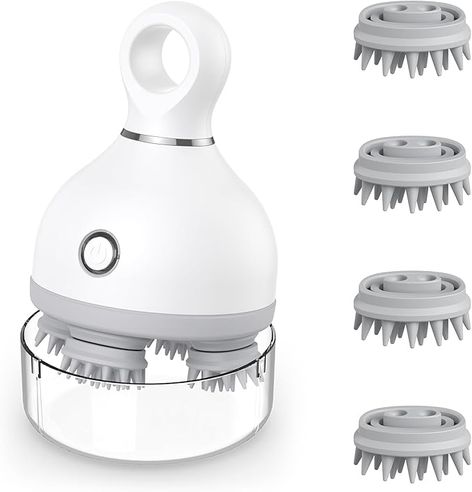 ORIA Pet Massager for Dogs, Handheld Cat Massager Dog Massager, Electric Scalp Massager, Cordless Head Massager with 4 Massage Heads, 3 Kneading Modes, for Relaxation, Stress Release Oria