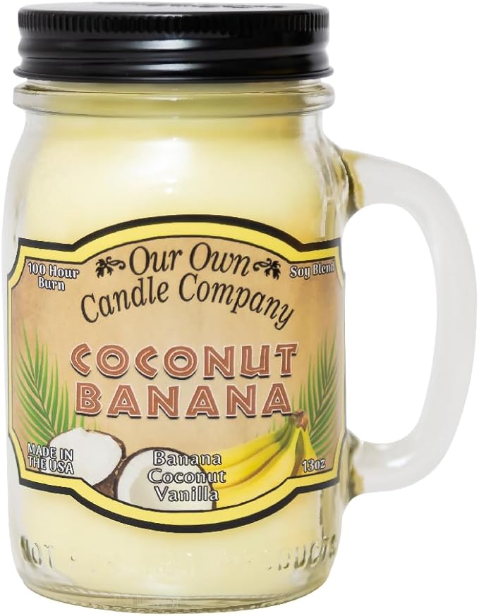 Our Own Candle Company, Coconut Banana Scented Mason Jar Candle, 100 Hour Burn Time, 13 Ounces - Bloomnest