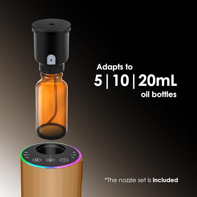 Waterless Essential Oil Diffuser, Battery Powered Mini Scent Air Machine, Aromatherapy Mist Diffuser for Home Room Car Office (Gold) - Bloomnest