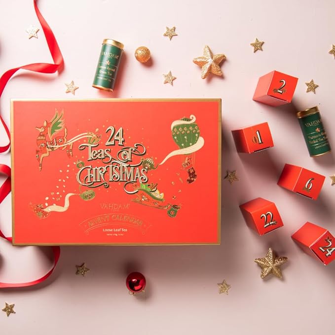 VAHDAM, Advent Calendar 2026 (500g/17.63oz) 24 Unique Loose Leaf Tea - Exclusive Holiday Tea Gift Sets | Christmas Advent Calendar 2026 for Adults | Advent Calendar 2026 Adult Women & Men - Bloomnest
