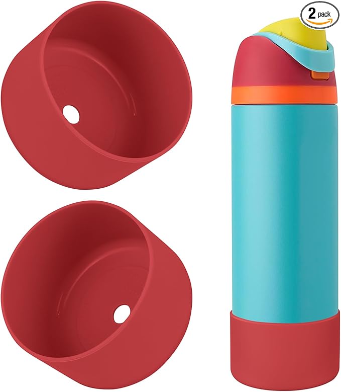 2PCS Silicone Water Bottle Boot, Compatible with Owala 24oz 32oz 40oz, Protective Anti-Scratch & Anti-Dent No Noise Sleeve Cover for FreeSip/Twist/Flip Water Bottles (Burgundy, 24 Ounces) BKBY