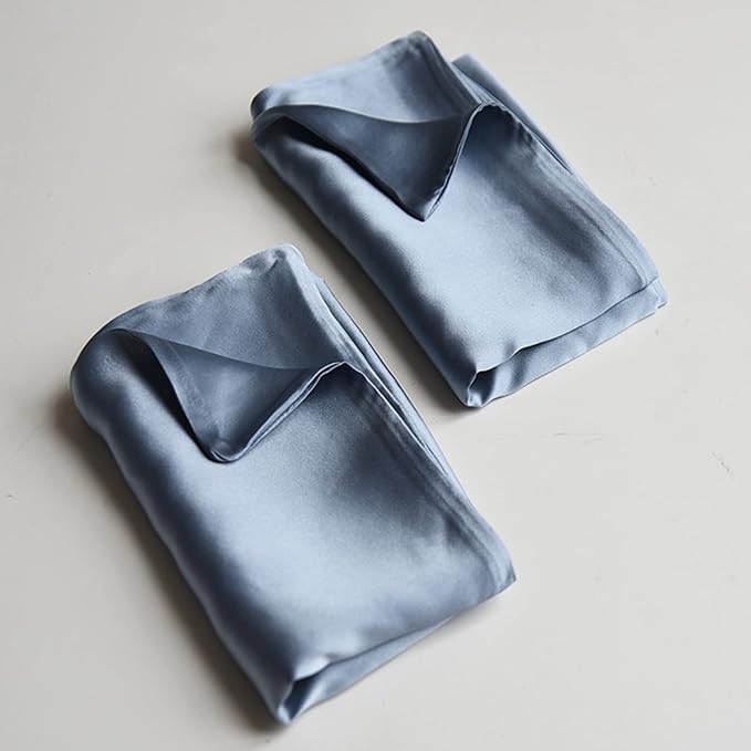 100% Mulberry Silk Pillowcase for Hair and Skin Made in USA, Real 22 Momme Silk Pillow Cases Queen, Not Satin Pillowcase, Anti Acne,Zipper Closure, 1 Pc 20"x30" (Queen, Blue Grey) - Bloomnest
