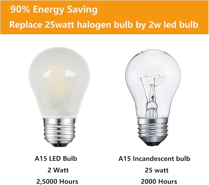 Frosted E26 LED Bulb 25w Equivalent 2700K Warm White 2W LED Light Bulb Dimmable LED Filament Globe Bulb, Short Edison Bulb for Ceiling Fan, Chandelier, Vanity, 6 Pack - Bloomnest