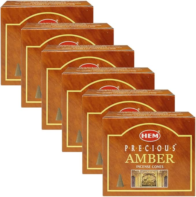 TRUMIRI Incense Cone Holder Bundle with Hem Precious Amber Incense Cones - Pack of 6 (Approx 60 Cones) TRUMIRI