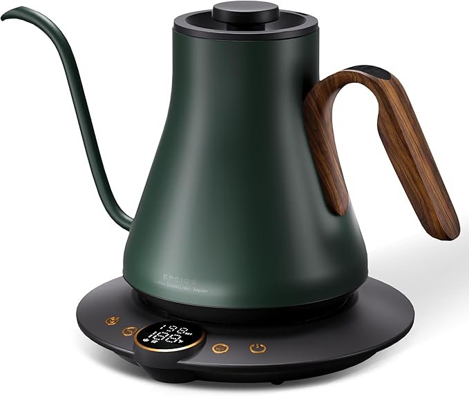 Cocinare FLOW B9 Gooseneck Electric Kettle, Precise Temperature Control for Pour-Over Coffee & Tea Brewing, Stainless Steel Interior, Rapid Heating for Boiling Water 1500W/0.9L (Delacroix Green) - Bloomnest