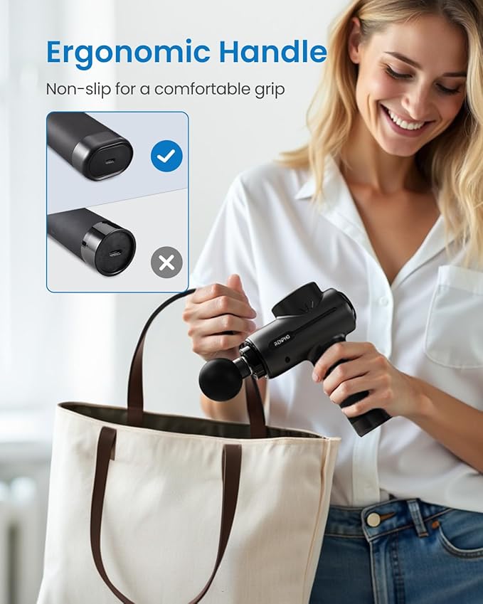 RENPHO Massage Gun Deep Tissue, Portable Percussion Muscle Massager with Bluetooth, Handheld Device for Back and Neck, Carry Case, Gifts for Men and Women - Bloomnest