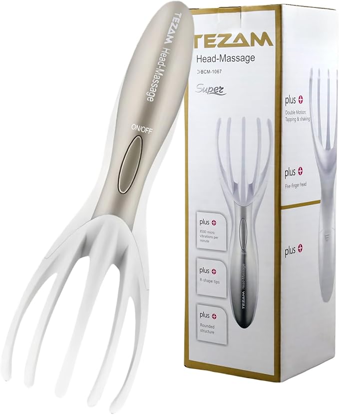 Electric Head Massager Neck Massage Octopus Scalp Stress Relax Spa Therapy Healing, Soft Resin Finger Gripper Claw Electronic Head Spa Vibration Scalp Massage Tool Tezam