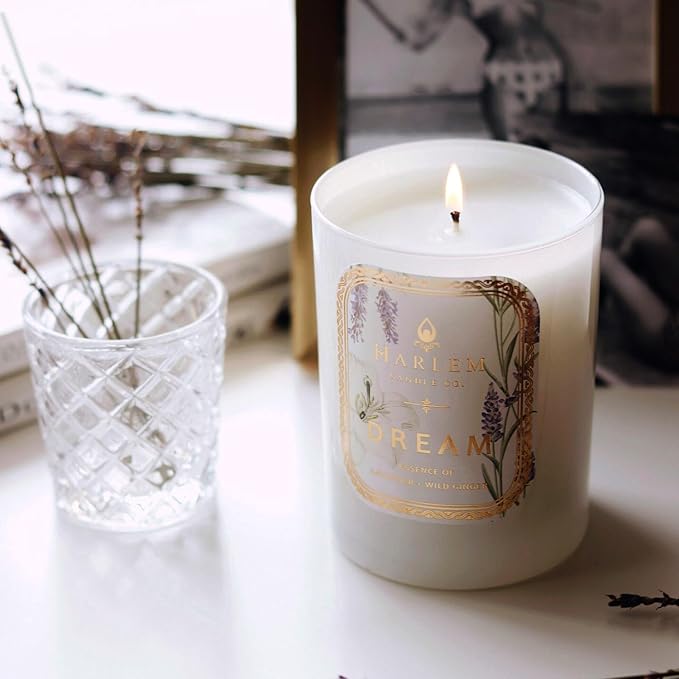 HARLEM CANDLE CO. - Dream - Luxury Scented Soy Candle, 11 oz - 80-Hour Burn Time | Lavender, Pimento Berry, Bergamot, Jasmine, Wild Ginger, Sandalwood | Scented Candles for Home - Bloomnest