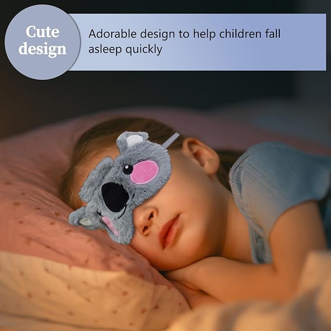 Sleep Mask Cute Design for Sleeping, Cartoon Soft Plush Blindfold Funny Animal Eye Cover for Girls Teens Women and Adult Eye Shade (Grey Koala) - Bloomnest
