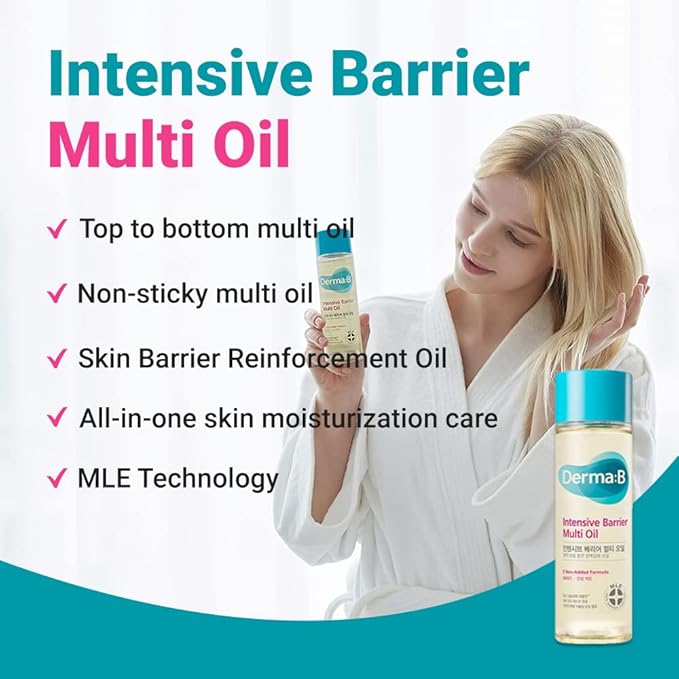 Derma B | Intensive Barrier Multi Body Oil | Moisturizing Non-Sticky Multi-Use Oil After Shower | 10 Botanical Skin Oil for Sensitive Skin | Korean Body Oils for Women & Men | 4.56 fl oz (135ml) - Bloomnest