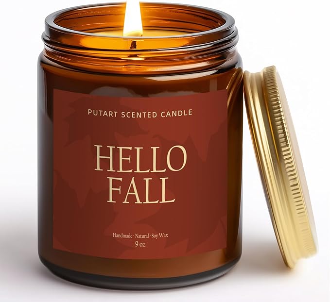 Pumpkin Spice Fall Candles for Home Scented, Natural Soy Wax Aromatherapy Non Toxic Pumpkin Candle with Long Lasting Burn, Halloween Autumn Candle Gifts for House Fragrance Decoration (9oz) - Bloomnest