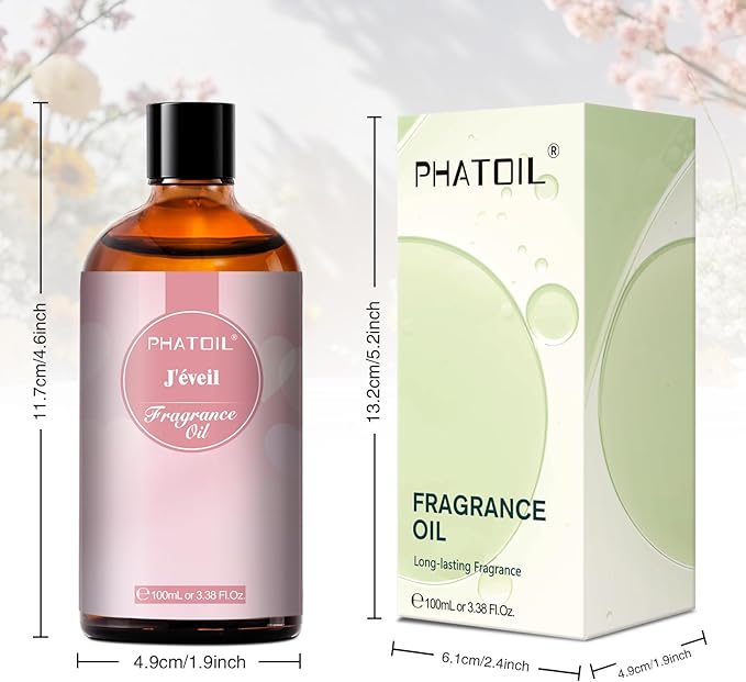 PHATOIL J'éveil Fragrance Oils for Aromatherapy, 3.38FL.OZ Diffuser Oils for Home, Perfect for Aromatherapy, Humidifiers, Yoga, DIY Candle and Soap Making - 100ml - Bloomnest