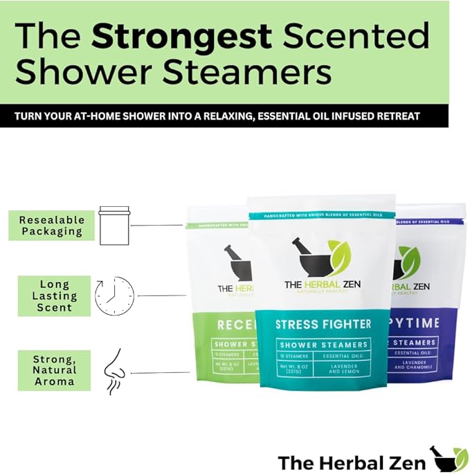 Bulk Shower Steamers with Essential Oils Combo Set by The Herbal Zen (3 Packs of 10 Tablets, Value Set), Bulk Shower Bombs, Relaxation Gift for Women and Men, Birthday Gifts, Mothers Day Gift - Bloomnest