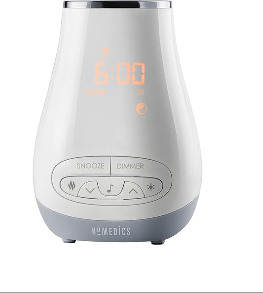 Slumber Scents Alarm Clock, Essential Oil Diffuser & White Noise Machine 6 Soothing Sounds, LED Lights, Auto-Off Timer, Bluetooth Bonus- 3 Essential Oils, Aromatherapy SoundSpa HoMedics - Bloomnest