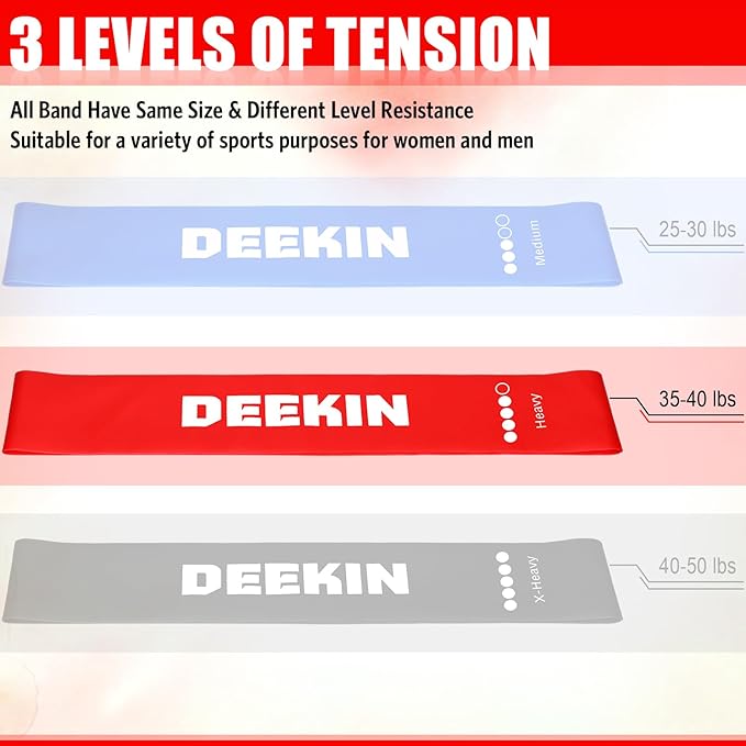 Deekin 20 Pcs Resistance Bands Resistance Loop Exercise Bands Exercise Equipment Elastic Drap Ring for Women and Men Home Fitness, Gym, Yoga - Bloomnest