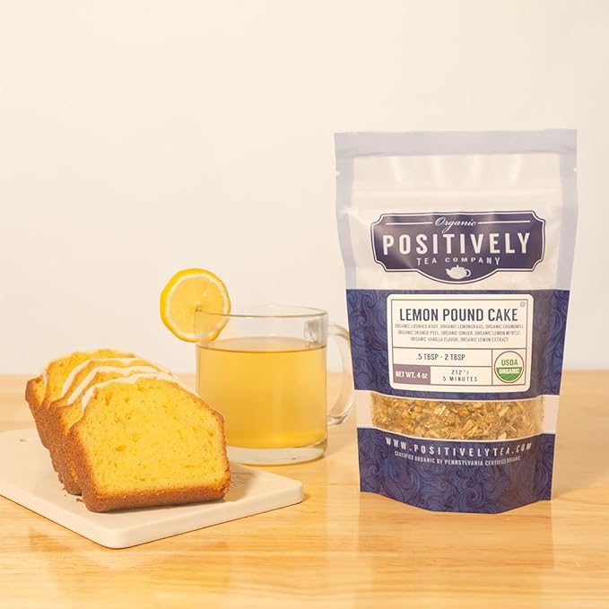 Organic Positively Tea Company, Lemon Pound Cake, Herbal Tea, Loose Leaf, 16 Ounce - Bloomnest