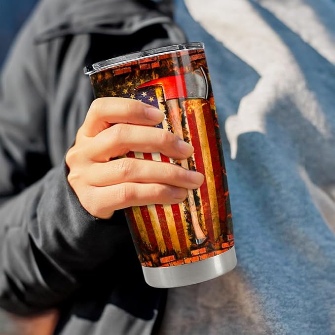 Firefighter Tumbler 20oz Stainless Steel Insulated Travel Mug Cup for Men Firefighters Gifts for Birthday Christmas Fathers Day - Bloomnest