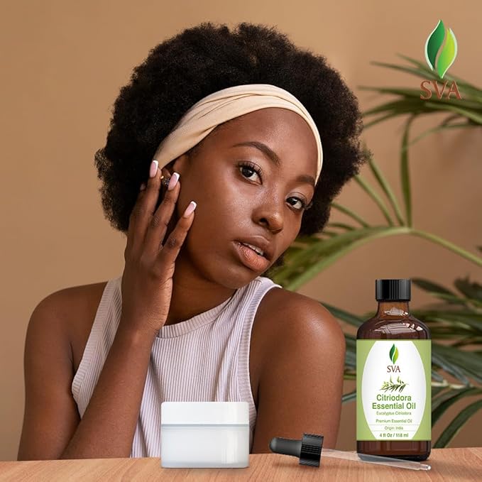 SVA Lemon Eucalyptus Essential Oil – 4 Fl Oz – 100% Natural Citriodora Oil - for Diffuser, Hair Care, Face, Skin Care, Aromatherapy, Scalp and Body Massage, Soap and Candle Making – with Dropper - Bloomnest