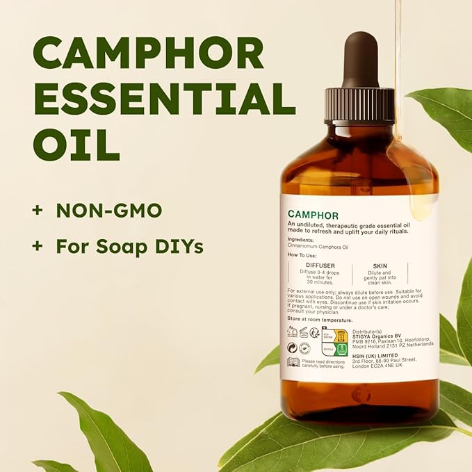 KUKKA Camphor Essential Oils - 4 Fl Oz - for Hair, Skin, Diffuser, Aromatherapy & DIY Soap Making Scent - Bloomnest