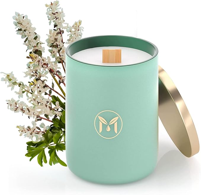 MyrrhUSA Ocean Breeze Scented Candle – 15 oz Natural Soy Wax with Crackling Wooden Wick & Essential Oils | 80 Hour Burn | Luxury Aromatherapy Candle for Relaxation, Home Décor, Living Room & Bathroom - Bloomnest