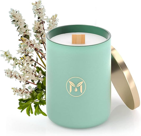 MyrrhUSA Ocean Breeze Scented Candle – 15 oz Natural Soy Wax with Crackling Wooden Wick & Essential Oils | 80 Hour Burn | Luxury Aromatherapy Candle for Relaxation, Home Décor, Living Room & Bathroom - Bloomnest