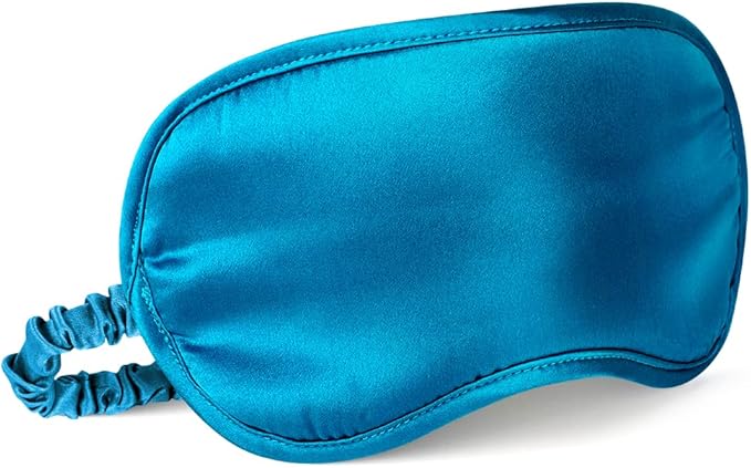 Breathable Silk Sleep Mask Blindfold, Elastic Blackout Eye Cover Headband for Sleeping Nap Travel Time, Peacock Blue, 1 Pack - Bloomnest