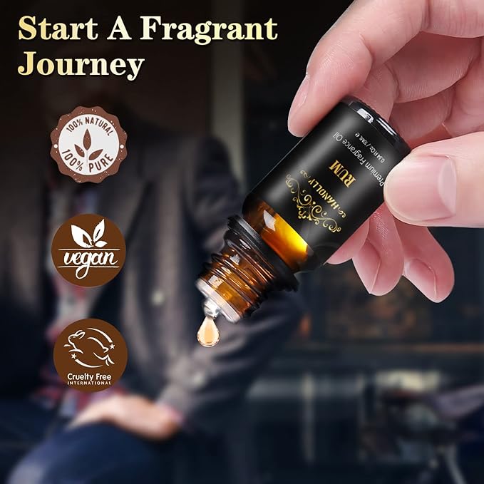 Essential Oils Set, Men Scents Fragrance Oil Aromatherapy Essential Oils Kit for Diffuser (6x10ML) - Sandalwood, Cedar, Leather, Sweet Tobacco, Rum, Cologne Aromatherapy Oils Gift for Men - Bloomnest