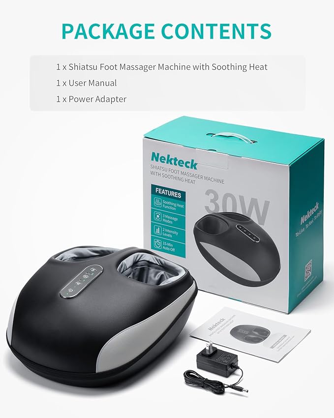 Nekteck Foot Massager Machine with Heat, Deep Kneading Shiatsu Foot Massager with Air Compression, Soothe Muscles, Multiple Massage Modes & Adjustable Intensity Christmas Gifts for Her & Him - Bloomnest