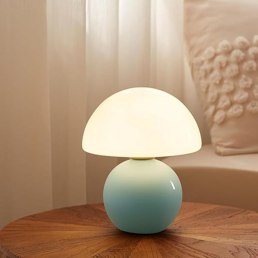 Mushroom Lamp Table Lamp for Bedroom,Desk Bedside Small Lamps for Living Room Night Stands,Mushroom Decor Cute Mini Modern Mid Century Lamps,Unique Aesthetic Home Living Room Decor(Blue) - Bloomnest