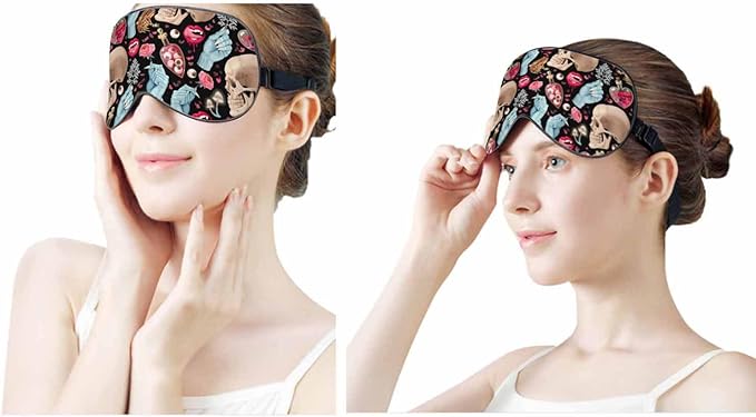 Goth Skull Sleep Eye Mask Halloween Mushroom Vampire Magic Witch Witchcraft Men Women Sleep Mask with Adjustable Strap Eye Cover Eye Shade for Travel, Nap,Meditation - Bloomnest