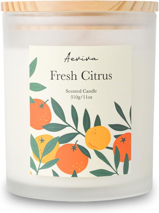 Fresh Citrus Scented Candle, 11oz 60 Hour Burn, Natural Soy Wax with Thick Cotton Wick, Highly Scented Aromatherapy Candle for Stress Relief & Meditation, Gifts for Women & Men - Bloomnest