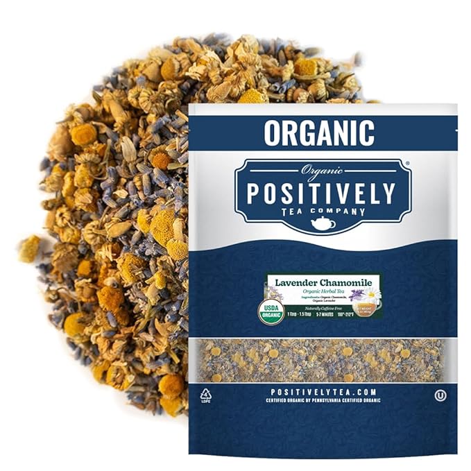 Organic Positively Tea Company, Lavender Chamomile, Herbal Tea, Loose Leaf, 16 Ounce - Bloomnest