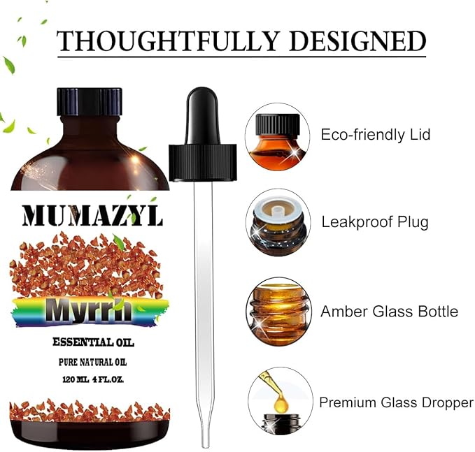 Myrrh Essential Oil, Myrrh Oil 4 Fl Oz 120ML for Diffuser Humidifier Yoga Cleaning DIY Candle Soap Making Essential Oils - Bloomnest