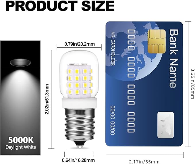 125v 40w Microwave Light Bulbs Under Hood 8206232a - 3W E17 Led Bulb Fit Whirlpool Microwave Appliance Bulb 380Lm 5000K Daylight CRI 80+, 2 Pack - Bloomnest